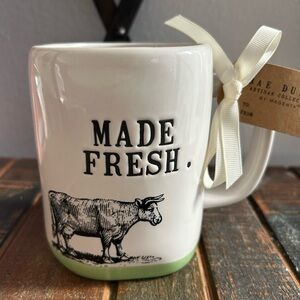 Rae Dunn MADE FRESH Farmline Coffee Mug With Cow Farmhouse NEW DESIGN